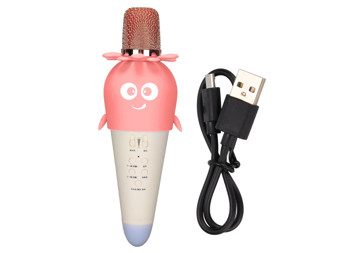 Micrófono Inalámbrico Bluetooth Multifuncional K5 Para Niños Y Adultos, Rosa, Micrófono De Karaoke Infantil.
