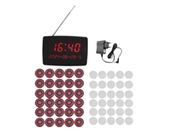 Sistema de llamada inalámbrico con 30 botones y 1 receptor con pantalla, IPX4, para restaurantes Golden Light