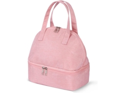 Bolsa Isotérmica Ligera Y Portátil Con Dos Compartimentos, Apta Para Hombres Y Mujeres, Color Rosa.