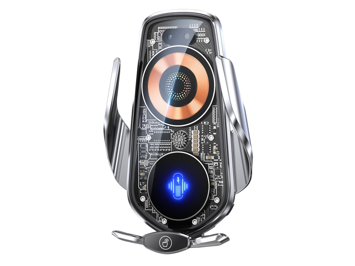 Cargador Inalámbrico Para Coche, Carga Rápida Inalámbrica De Alta Velocidad De 15 W, Rotación De 360°, Color Plateado