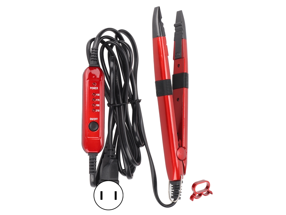 Plancha Para Extensiones De Pelo Ergonómica Con Regulación De Temperatura, Plug Us Rojo 110v
