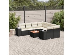 Conjunto de sofás de jardín de 9 piezas DKD Home Decor con cojines de mimbre negros