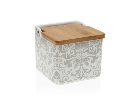 Salero con Tapa VERSA Damasco Cerámica Dolomita 12,2x11,5x12,2 cm
