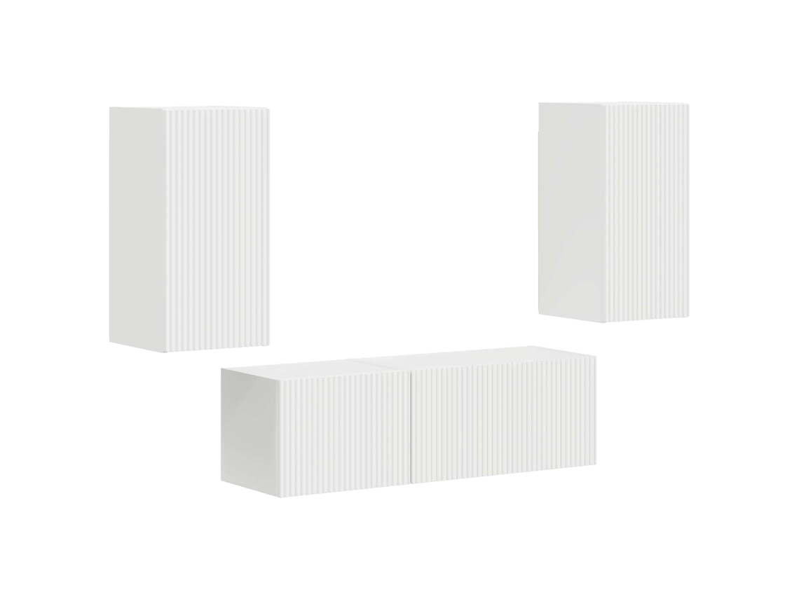 Conjunto de mueble de TV de pared blanco de 4 piezas EXCLUSIVO DE MAISON