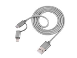 Cable De Datos Trenzado (2 En 1 Compatible Con Android Y Apple, Admite Carga Rápida De 2a)