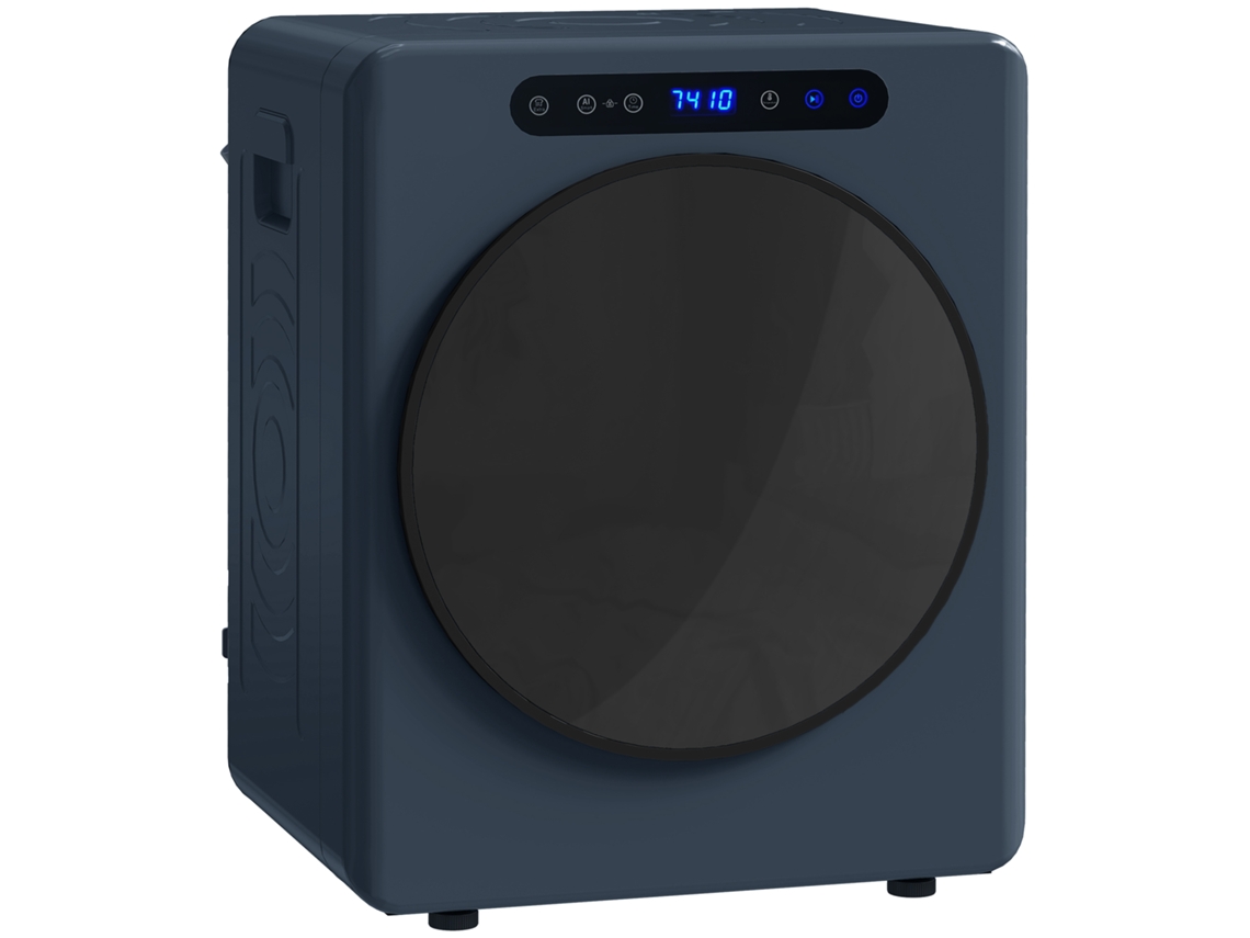 Secadora eléctrica con ventilación, 1000 W, capacidad de 3 kg, 6 programas, color azul.