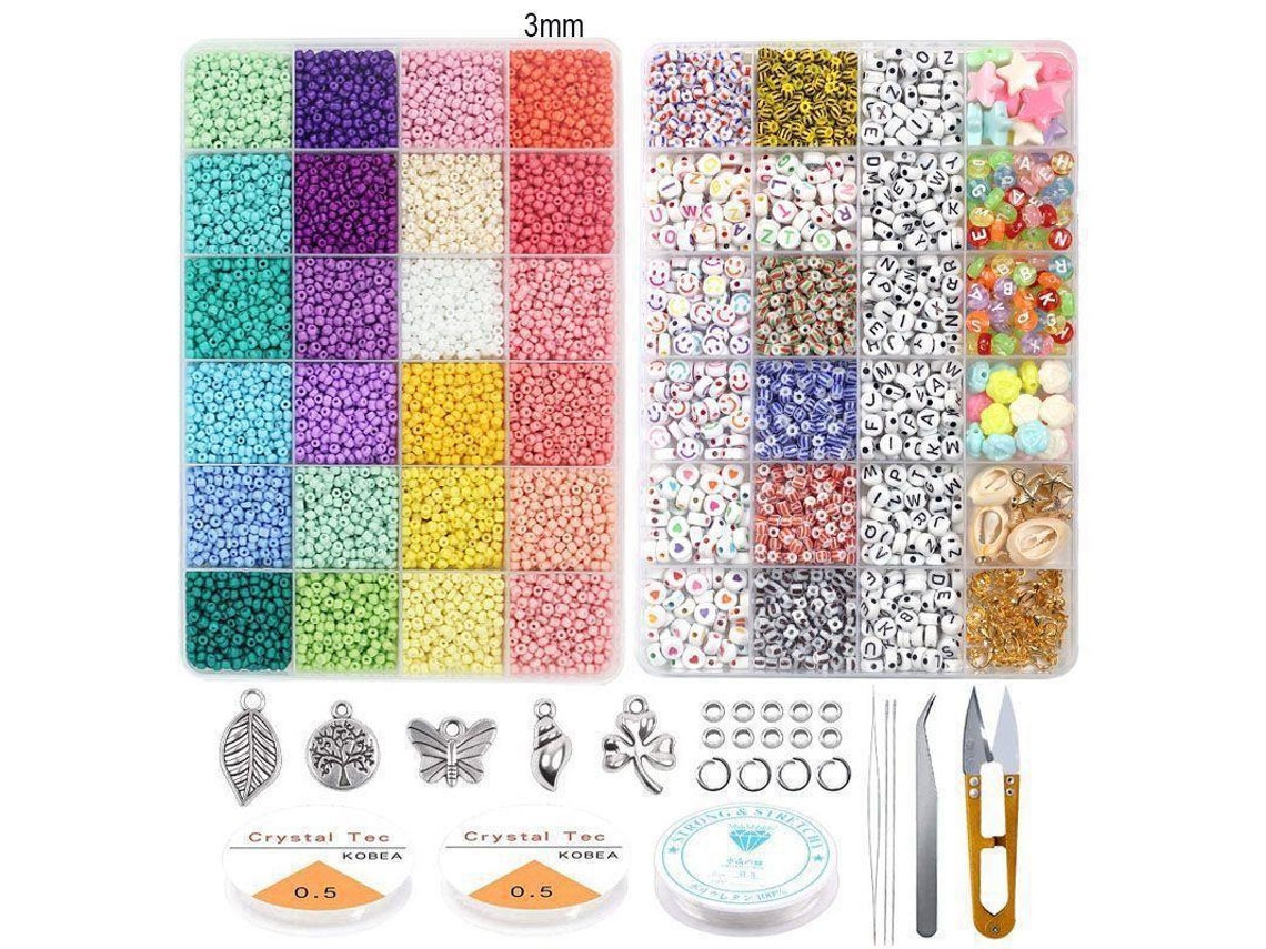 Materiales para hacer collares, anillos y joyas con cuentas de vidrio de 3 mm de calibre 8/0 - Juguetes para padres e hijos n.° 2 Yunzii