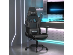 Silla Gaming Con Reposapiés Cuero Sintético Negro Gris