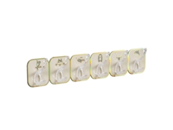 Gancho adhesivo para puerta, sin agujeros, amarillo, para cocina, 6 filas