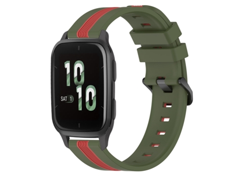 Correa de reloj inteligente para Garmin Forerunner Sq2 Correa de reloj de silicona vertical bicolor de 20 mm (verde militar + rojo)