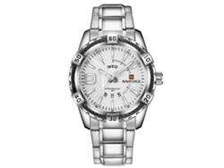 Reloj De Cuarzo Naviforce Blanco Para Hombre, Acero Inoxidable, Resistente Al Agua, Con Calendario.