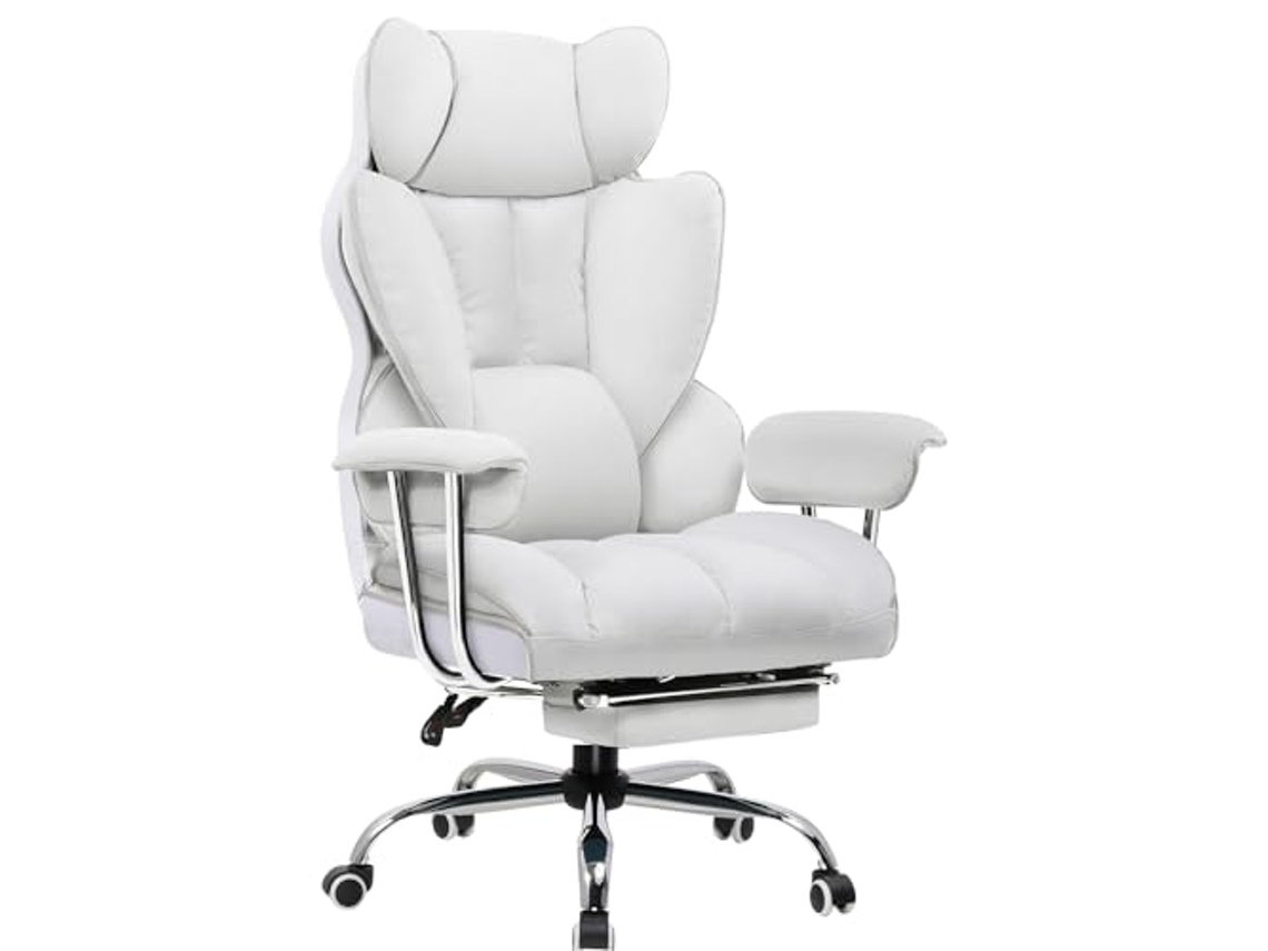 GTPLAYER Silla de Gamer, con Reposapiés, Lomos Ajustables y Almohada, Silla de Gaming, Acolchada, Silla de Juegos, 150 Kg Blanco