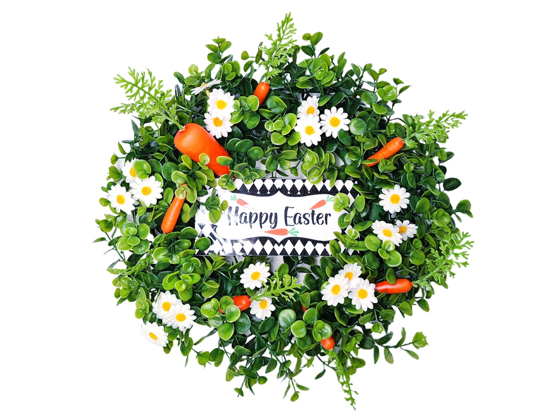 Guirnalda De Zanahoria Pascual Con Margaritas Y Eucalipto Decoración De Pascua Para Interior Exterior Puerta Hogar Fiesta