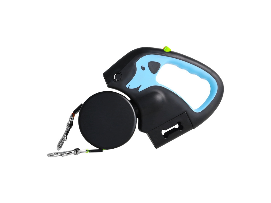 Guía Retráctil Doble 3m Azul Claro Luz Led Usb Proporciona 1 Rollo Bolsas Uso Diario Paseo