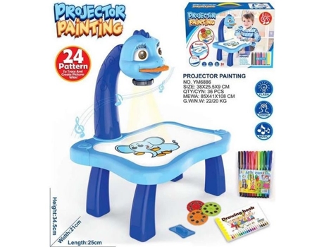Proyector para niños Tablero de dibujo Máquina de iluminación Tablero de dibujo colorido Graffiti Pizarra para niños Azul