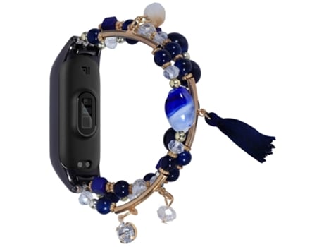 Correa metal + ágata cuentas de ágata para Xiaomi Mi Band 7 - azul