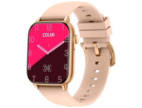 Smartwatch COLMI C60 dorado con correa de silicona color crema