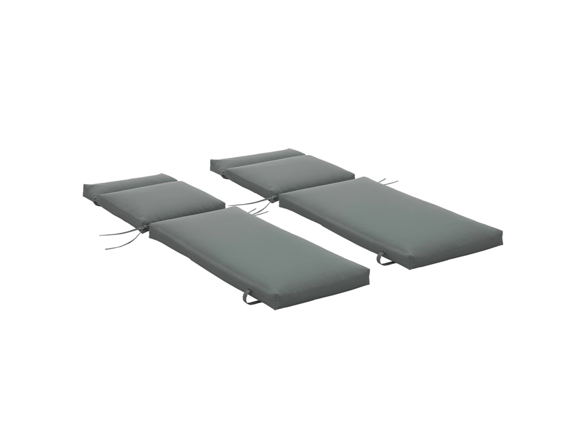 Juego De 2 Cojines Para Tumbona De 196x55x8 Cm, Color Gris.