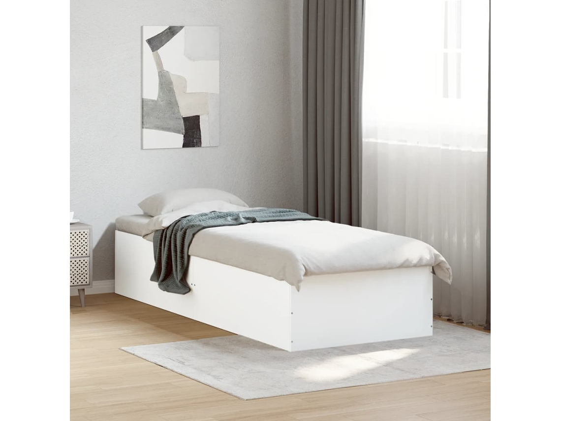 Estructura De Cama Madera De Ingeniería Blanca 75x190 Cm