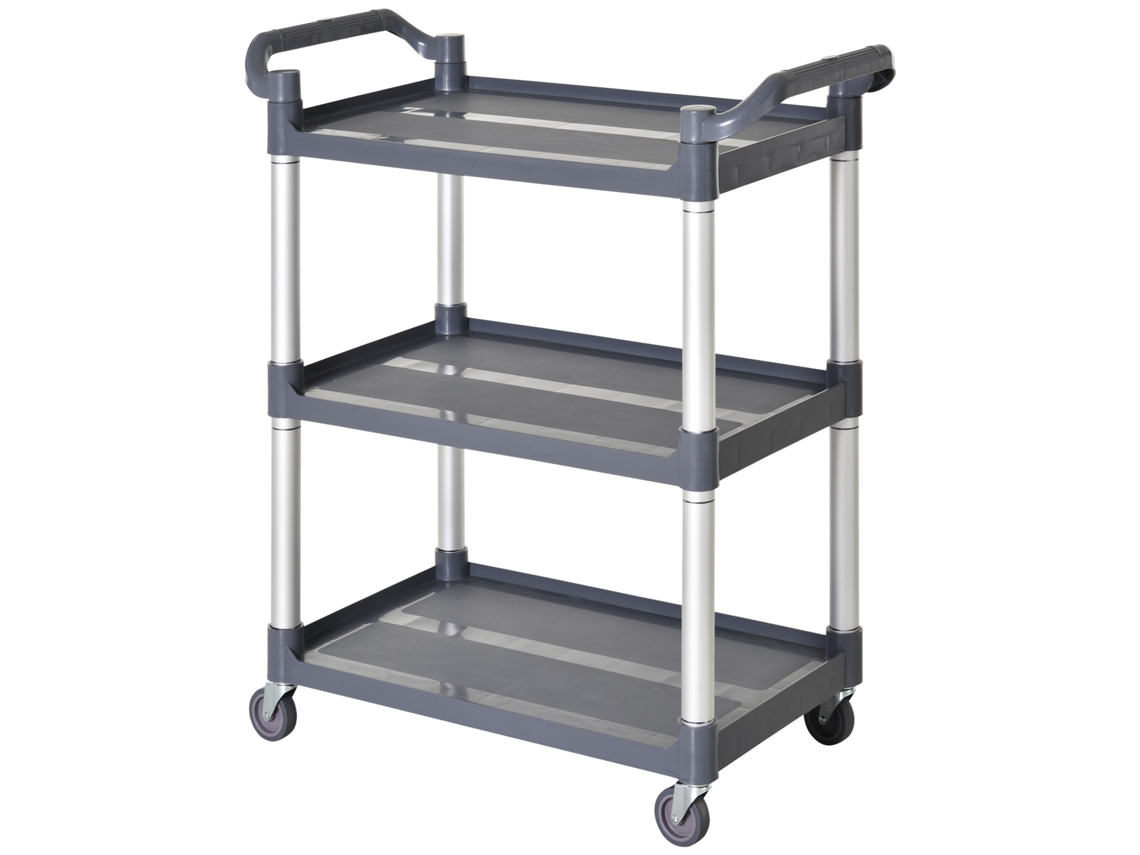 Carrito de cocina de 3 niveles con cesta y estantes, 49,5 x 32,5 x 82,5 cm, blanco y madera, ZENCORE SERVICES