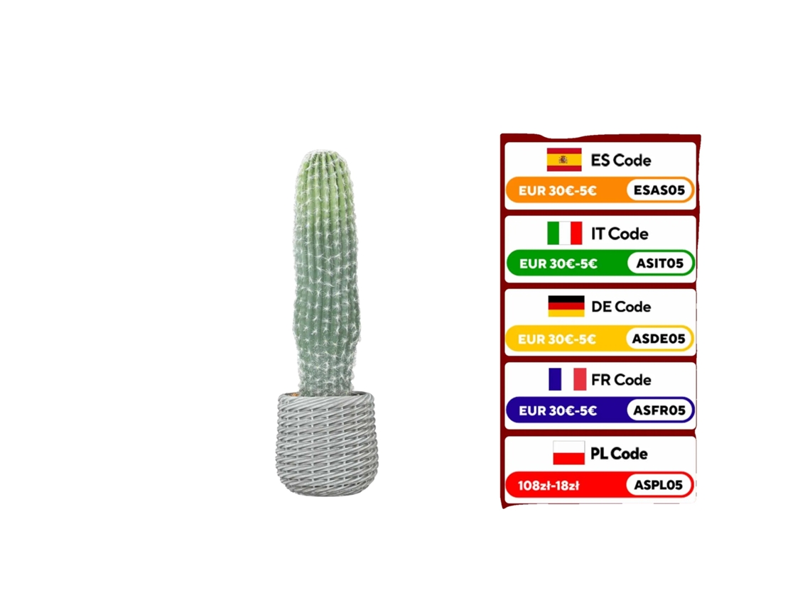 Planta artificial, cactus decorativo, decoración de suelo para interiores, verde militar, 20x20x66 cm