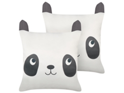 Juego de cojines decorativos BELIANI Pandapaw de Algodón Blanco 45x45x4