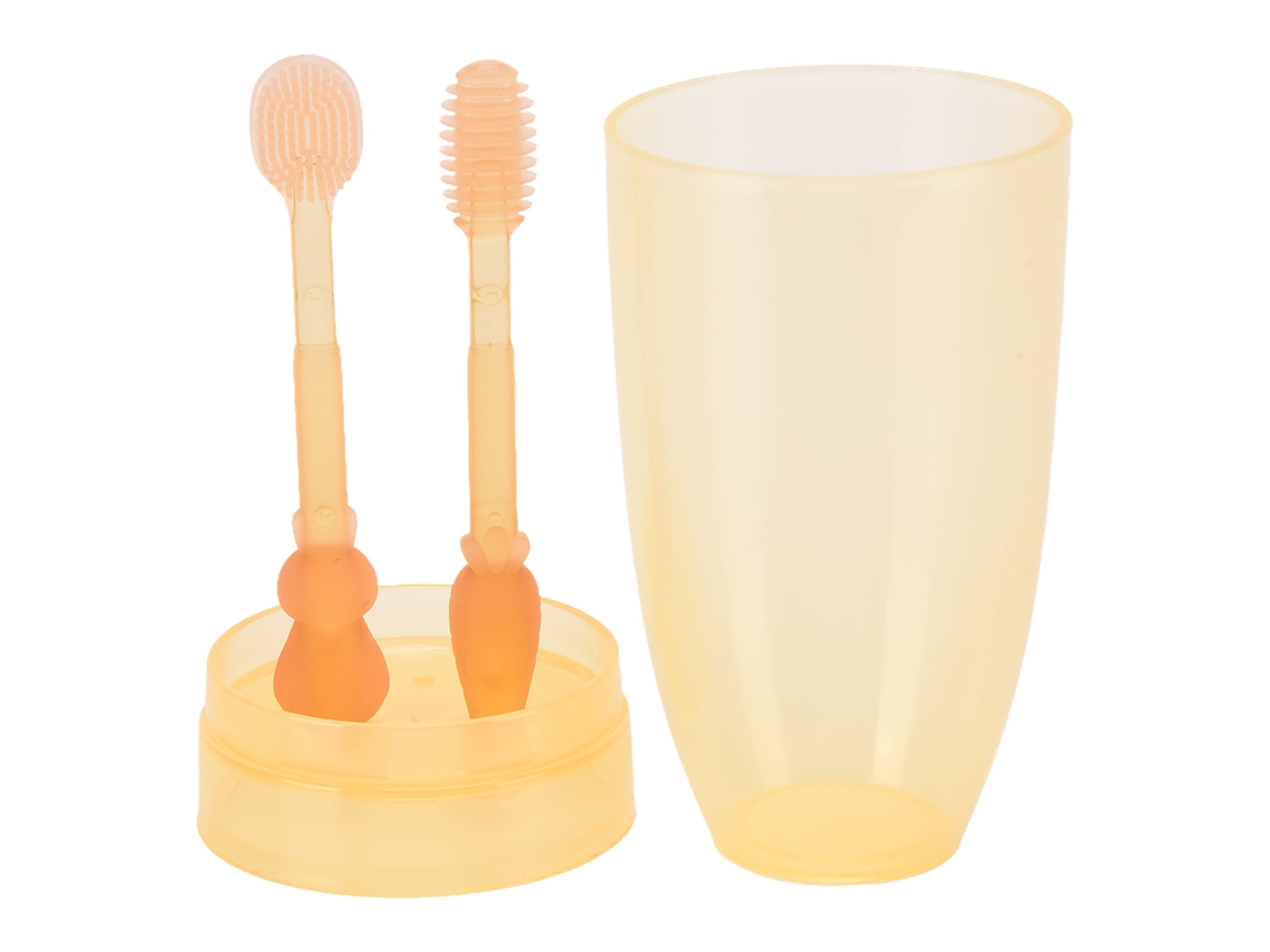 Cepillo De Dientes De Silicona Suave Para Bebés De 0 A 3 Años Con Diseño De Dibujos Animados Y Estuche De Almacenamiento.