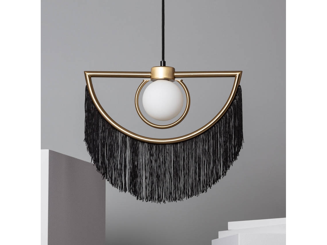 Lámpara de Suspensión LEDKIA (Negro - Metal, Tela - 33x39x10 cm)