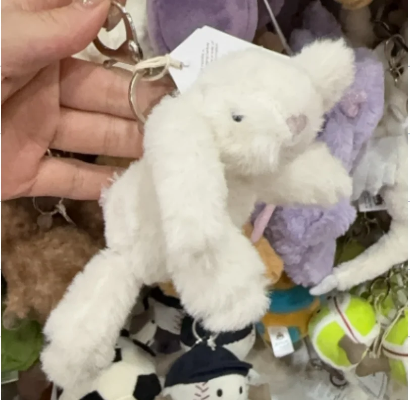 (conejo Blanco Reclinado) Lindo Llavero De Peluche De Animal, Colgante De Juguete Suave. Decoración Para Bolso.