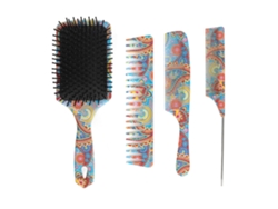 Set De Cepillos Para El Cabello Con Mango Antideslizante Y Peine De Cola Masajeador Promueve La Circulación Sangüínea