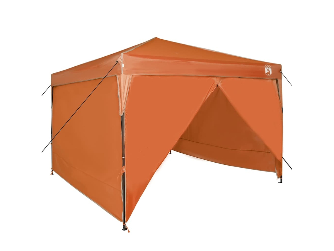 Toldo manual naranja para tienda de campaña, 290 x 290 x 251 cm, de tela.