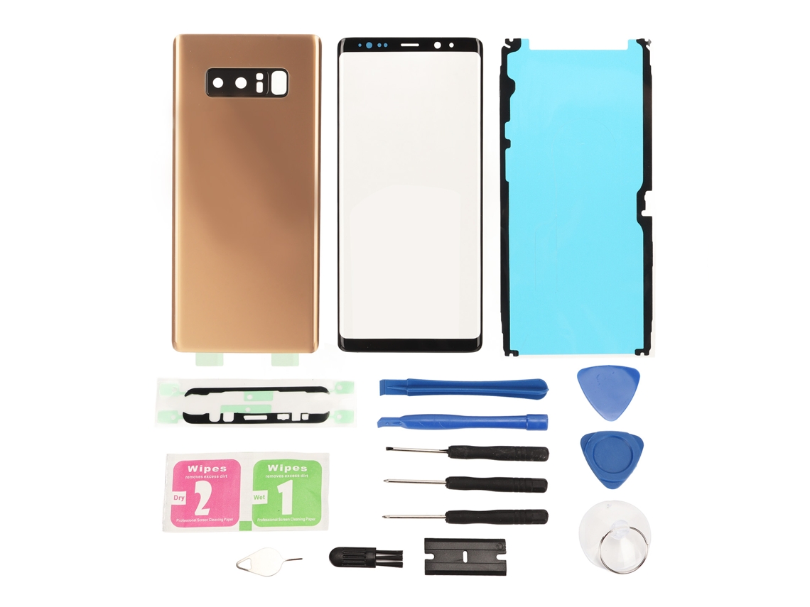 Kit De Reparación Y Reemplazo Para El Cristal Trasero Dorado Y La Pantalla Frontal Externa Del Samsung Galaxy Note 8.