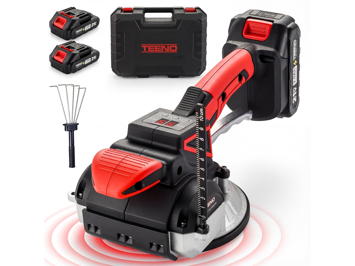 Ventosa Eléctrica Vibratoria Inalámbrica 2 En 1 Para Azulejos 2 Baterías 2x2ah Ajuste De 9 Velocidades Fuerza De Succión De 500 Kg Vibración A 12 000
