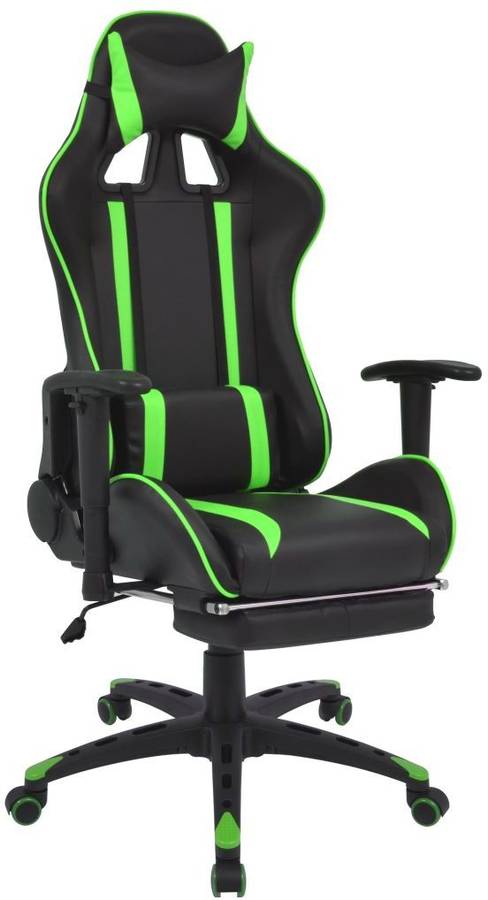 Silla De Escritorio racing reclinable con verde vidaxl gaming estilo corrida apoyo pies