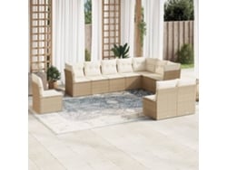 Conjunto de 10 sofás de jardín con cojines de mimbre beige de DKD Home Decor