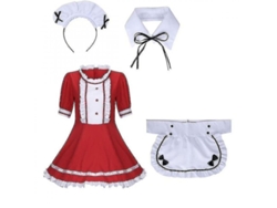 Traje De Criada Francesa Lolita De Algodón Mezclado Para Cosplay Fiesta Halloween Escenario Talla Ktqxxl Rojo