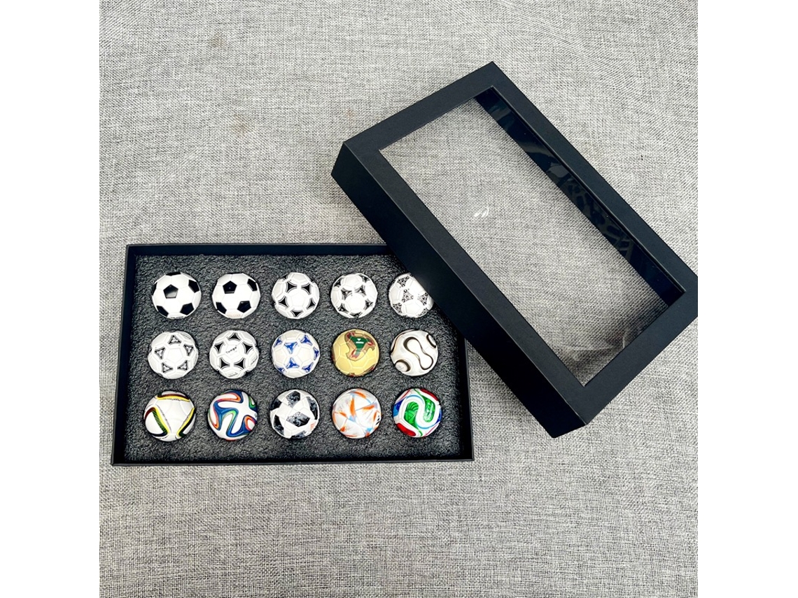 Pack 15 Mini Balones De Fútbol, Réplicas Fieles, Caja Con Espuma Protectora, Ideal Para Coleccionistas Y Decoración.