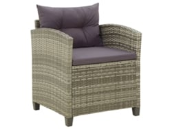Silla de jardín con cojines de mimbre gris PE Dkd Home Decor