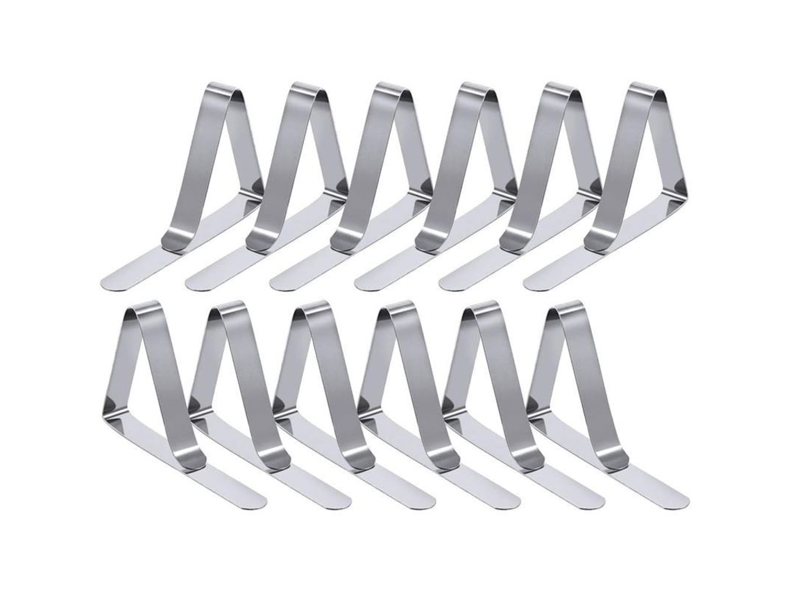 Ganchos Para Manteles, 12 Unidades, Acero Inoxidable, Flexibles, Para Mesas De Picnic, Con Clips Antideslizantes.
