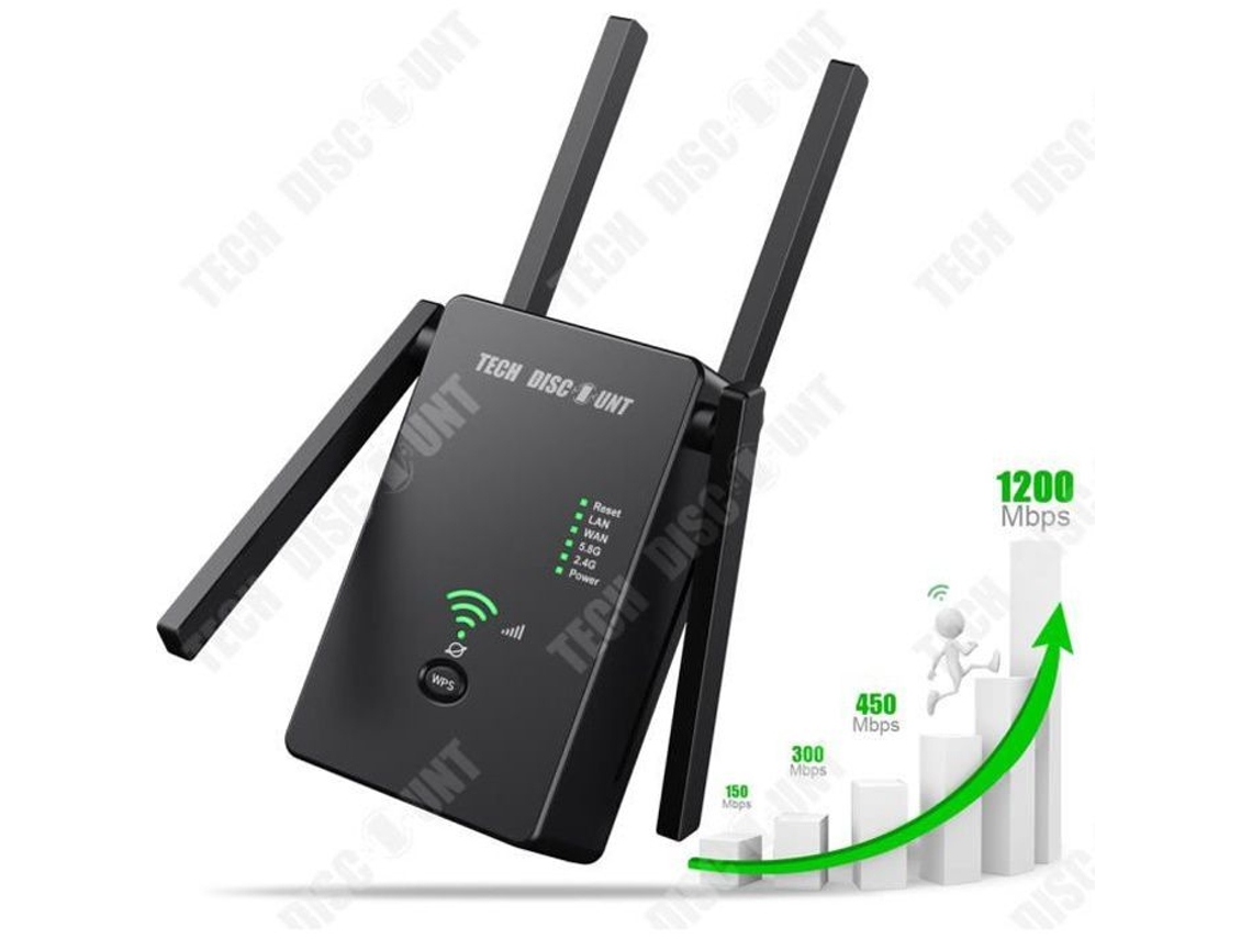 Wireless Router TECH DISCOUNT 1200M 2.4G5G Amplificador de Señal Repetidor Ap Home Wifi Compatible Ligero Portátil