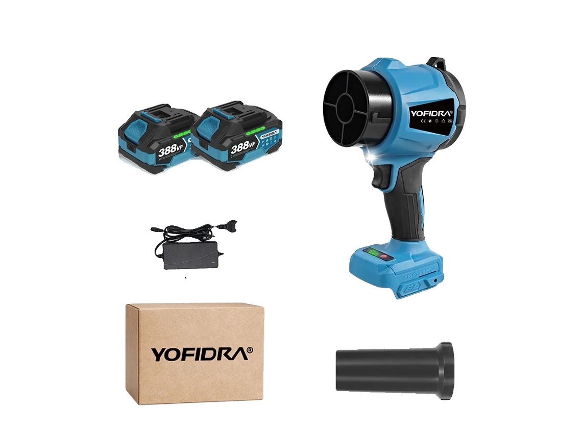 Soplador turbo eléctrico, motor sin escobillas, alta velocidad del viento, paquete de baterías 2x388vf