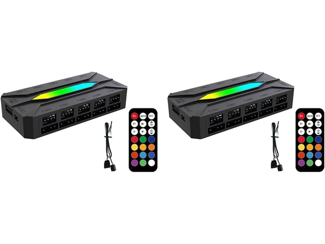 Ventilador Pwm Para Chasis De Ordenador Con Controlador De Diez Vías Y Doble Argb (2 Unidades).
