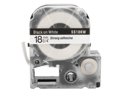 Cinta De Etiquetado 18mm Pet Impermeable Para Impresoras Epson/kingjim Letras Negras Fondo Blanco