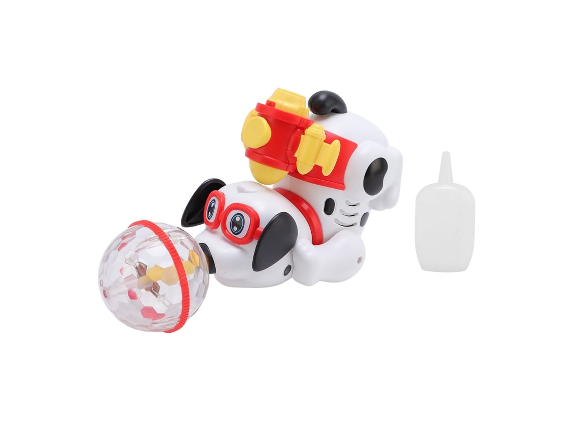 Cachorro de brinquedo elétrico Bj para crianças com música, luz e função de jato giratório, interativo para meninos e meninas.