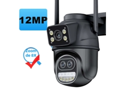 Cámara de seguridad exterior Mdug de 12 MP y 6K con Wi-Fi, pantalla dual y lente con zoom de 8 aumentos