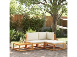 Conjunto de 4 sofás de jardín con cojines en madera maciza de acacia, Dkd Home Decor