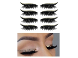 4 pares de pegatinas reutilizables con purpurina para pestañas, cinta de maquillaje invisible. Rosewell