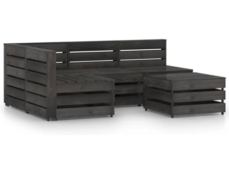 Conjunto 5 de muebles de jardín VIDAXL madera de pino impregnada gris