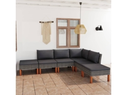 Conjunto de jardín de 6 piezas con cojines de mimbre gris de DKD Home Decor