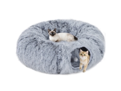 Túnel para gatos, tela suave, cojín, plegable, estructura metálica, cueva para gatos, gris claro